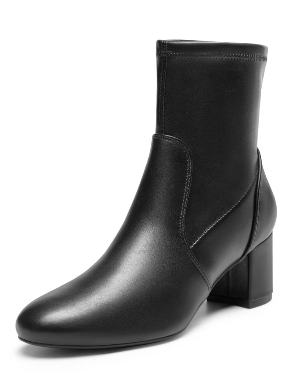 Women's Fitted Stretch Ankle Boots Fashion Low Chunky Heel Almond Toe Fall